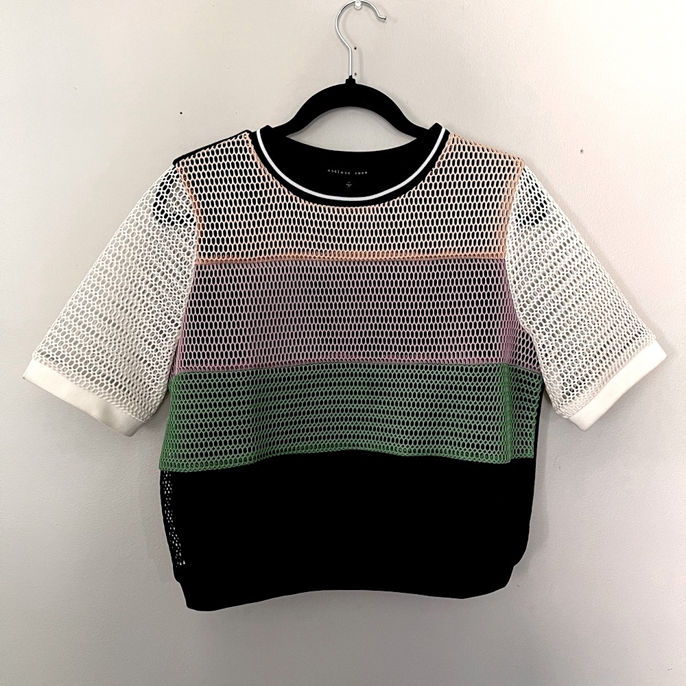 Mesh Colorblock Crop Top Size Medium